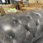 Stoere Vintage Chesterfield Bankstel 3-1-1 Zits Antraciet Grijs thumbnail 8