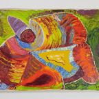 Schilderij L. V.D. Heuvel Abstract Cobra Stijl ’60 Uniek thumbnail 2