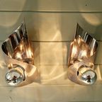 Paar Wandlampen Van Geborsteld Aluminium, Jaren 70 thumbnail 8