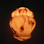 Art Deco Hanglamp Met Gemarmerde Zalmkleurige Kap thumbnail 9