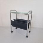 Vintage Verrijdbare Magazine Rack Krantenback Design thumbnail 4