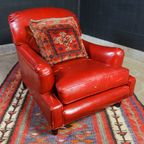 Vintage Lederen Fauteuil – Rood thumbnail 2