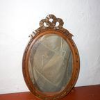 Vintage French Oval Mirror * Carved Wood Ribbon Bow * Antique * Louis Xvi thumbnail 6