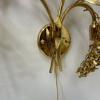 Large Italian Floral Gilded Gold Wall Lamp , 1970’S thumbnail 18