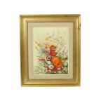 Stilleven Bloemen Schilderij Doek Gouden Lijst Gesigneerd 1970 thumbnail 6