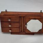 Vintage Houten Art Deco Kastje Medicijnkastje Hout thumbnail 9