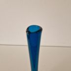 Vintage Petrol Blauwe Glazen Vaas Fles Vaasje Jaren 60 thumbnail 6