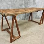 Antieke Tafel Schragentafel Tuintafel 90 X 208 Cm thumbnail 14