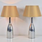 Set 2 Vintage Ikea Tafellamp Design Fleslamp Zilver Lamp '70 thumbnail 3