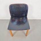 Set 4 Zwart Leer Eetkamerstoelen Afra & Tobia Scarpa '70 thumbnail 11