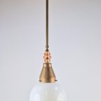 Vintage Art Deco Bol Hanglamp Schoollamp Kopper Mid Century thumbnail 2