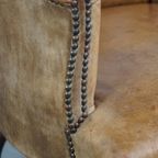 Unieke Charmante Subtiele Antieke Schapenleren Clubfauteuil/armchair Op Wieltjes thumbnail 12