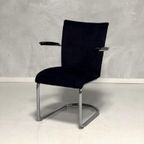 Gebr De Wit 1018 Fauteuil Vintage Design Donkerblauw Ribstof thumbnail 5