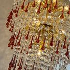 Xxl Murano Teardrop Kroonluchter Hanglamp Vintage Goud Frame thumbnail 13