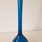 Vintage Petrol Blauwe Glazen Vaas Fles Vaasje Jaren 60 thumbnail 10