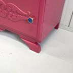 Antiek Restyle Kastje Nachtkastje Fuchsia Roze & Kobalt Knop thumbnail 5