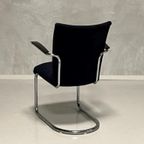 Gebr De Wit 1018 Fauteuil Vintage Design Donkerblauw Ribstof thumbnail 6