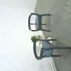 Oude Houten Blauwe Set Stoelen Met Bloemen Uit Zweden thumbnail 3