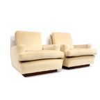 Set Van 2 Vintage Fauteuils Met Creme Fluwelen Bekleding Gemaakt In De Jaren 70 thumbnail 2