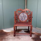 Antiek Palissander Bureau Met Ingelegd Marmer En Bijpassende thumbnail 2