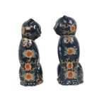 Vintage Chinees Porselein Koppel Katten Poezen Beelden Raku thumbnail 6