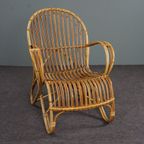 Unieke Dutch Design Rotan Belse 8 Fauteuil Met Ronde Rug, 1950 thumbnail 2