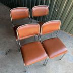 Set/4 Italian Mid-century Tavo Stoelen In Cognac Skai Leder thumbnail 6