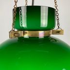 Large Dark Green Opaline Glass Pendant Light By Herbert Proft For Glashütte Limburg thumbnail 3