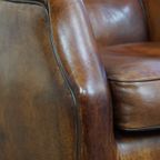 In Correcte Staat Verkerende Tijdloze Schapenleren Fauteuil/armchair Met Prachtige Warme Kleuren thumbnail 11