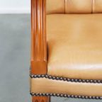 Mooie Rundleren Chesterfield Eetkamer/ Bijzetstoel In Engelse Stijl In Een Lichte Cognac Kleur thumbnail 12