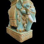 Vintage Design Tafel Olifant (en) Salontafel, Sidetable Olifanten Van Keramiek Zeegroen En Turquoise. thumbnail 9