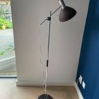 Staande Chromen Vloerlamp / Hengellamp Met Bruine Kap. 1960’S thumbnail 10