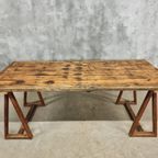 Antieke Tafel Schragentafel Tuintafel 90 X 208 Cm thumbnail 5