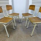 Prachtige Set Van 4 Industriele Retro School Kinder Stoelen thumbnail 3