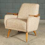 Vintage Club/Lounge Fauteuil – Houten Armleuningen – Jaren 60 thumbnail 9