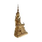 Grote Antieke Bronzen Boeddha 24 Karaat Goud 19De Eeuw Thailand thumbnail 4