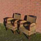 Armstoelen Mahoniehout Met Riet Set Van 2 thumbnail 2