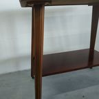 Vintage Plantentafel Bijzettafel Trolley Met Messing Inlay En Wieltjes thumbnail 6