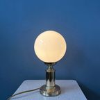 Mid Century Hollywood Regency Tafellampen (2) / Vintage Gouden Opaline Glazen Bureaulampen thumbnail 4