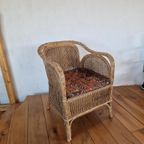 Vintage Rotan Fauteuil Boho Stijl Met Kussen. thumbnail 2