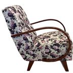 Paar Halabala H-237 Stoelen Gerestaureerd, Wit Met Bloemen thumbnail 3