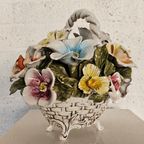 Bassano Ceramics Basket With Flowers, Italy 1950s thumbnail 14
