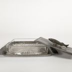 Unity Pewter - Art Deco - Caviar Dish - Glas - Tin - Gemerkt - Engeland - 2E Helft 20E Eeuw thumbnail 4