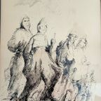 Pentekening. Figuratief. '50-'60. Gesigneerd. thumbnail 7