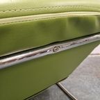 90's Vintage Fauteuil Groene Buizenframe Stoel Schommelstoel thumbnail 2