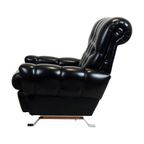 Chesterfield Fauteuil Zetel Zwarte Skai Chroom Onderstel Sixties thumbnail 5