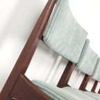 4 Vintage Stoelen Licht Blauwe Rib Nieuwe Stof | Gestoffeerd thumbnail 11