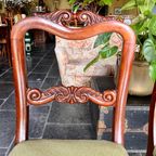 Antieke Stoelen 4 Hollandse Houten Eetkamerstoelen Gestoffeerd thumbnail 3