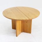 Vintage Deense Ronde Uitschuifbare Eettafel Tafel Massief Hout thumbnail 6