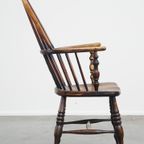 Antieke, Zeer Mooie Engelse Highback Windsor Eetkamerstoel thumbnail 4